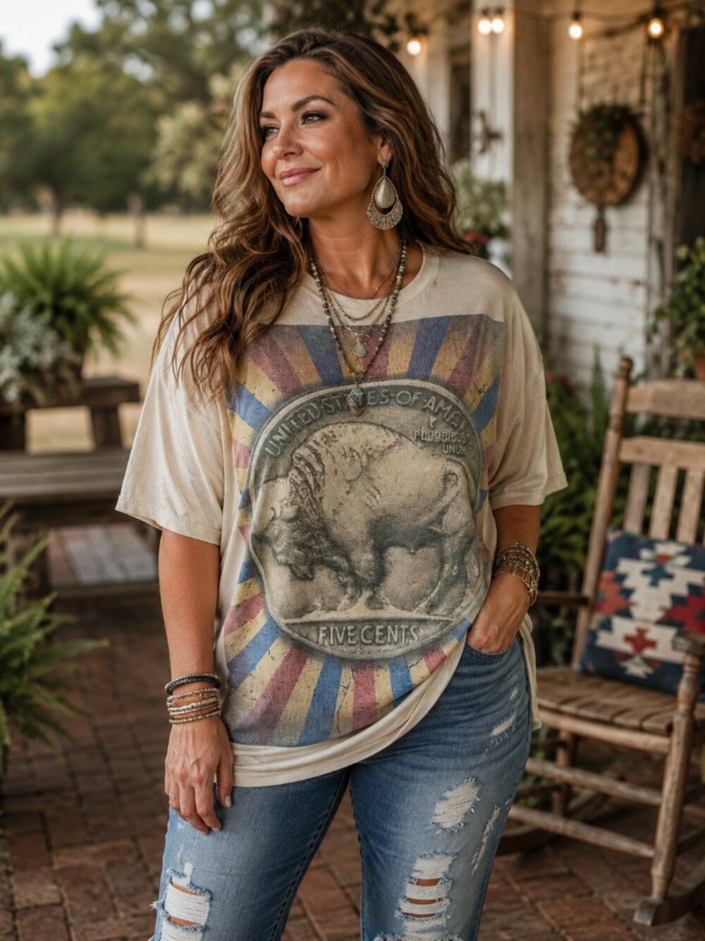 Buffalo Nickel Patriotic American Coin HATMAN ORIGINALS T SHIRT TEE MADE IN USA